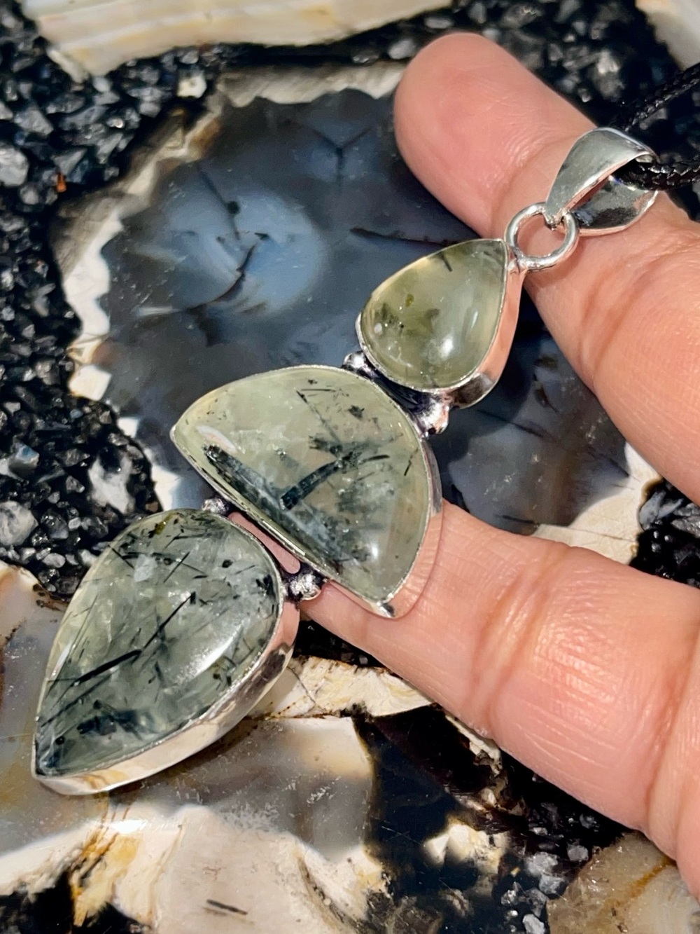 Petite Yellow Green Prehnite Pendant 3”